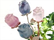 薔薇のつぼみ 愛の告白 選べる2種 マルチカラー フローライト 薔薇 ローズ 彫刻 置物 全長約15cm 1個売り 美と愛の象徴 美麗 天才・知性の石 薔薇 バラ