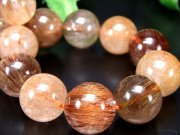 キャッツアイ効果有り AA+ MIXルチルクォーツ ブレスレット 約13mm-13.5mm×16珠 秋を閉じ込めた針の芸術品 針バランス良好 財運・活力を呼ぶ守護石 一点もの