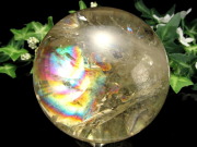 超透明 5A 虹入り シトリン 丸玉 台座付き 直径71mm 重さ498.5g 透明感抜群 金運 財運 幸運 お守りにも 一点もの ブラジル産 パワーストーン 天然石