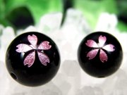 約12mm珠 手彫り チェリーブロッサム オニキス 天然石 ビーズ チェリーブロッサム彫り 桜彫り 12ミリ ピンク 全3サイズ 天然石 粒売り パワーストーン 天然石