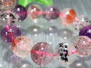 バイヤー自ら撮影 4A+ スーパーセブン ブレスレット 10.5mm-11mm×19珠 最強ブレス 7種類の石の要素が共鳴するパワーストーン ストロベリーファントム入り