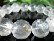 店頭展示中 大珠 5A マーカサイトインクォーツ 白鉄鉱入り水晶 ブレスレット 14mm-14.5mm×15珠 希少なマーカサイトとライモナイトの共演
