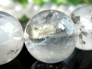 店頭展示中 大珠 5A マーカサイトインクォーツ 白鉄鉱入り水晶 ブレスレット 17mm-18mm×13珠 希少なマーカサイトとライモナイトの共演