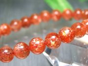濃色オレンジ 4A+ サンストーン ブレスレット 6.5mm-7mm×26珠 太陽神の象徴 たっぷりインクルージョン 1点物 超透明 インド産 パワーストーン 天然石