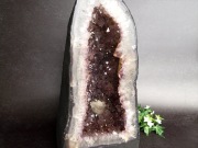 カコクセナイト有・ピンクカルサイト共生 アメジスト ドーム アメジストカペーラ 高さ 45.5cm 重さ 20.55kg 風水最強 家運や社運の上昇に 1点もの ブラジル産