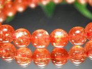 濃色オレンジ 4A+ サンストーン ブレスレット 7mm-7.5mm×24珠 太陽神の象徴 たっぷりインクルージョン 1点物 超透明 インド産 パワーストーン 天然石