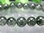 濃緑ルチル 3A グリーンルチルクォーツ ブレスレット 8mm-8.5mm×23珠 濃色グリーンカラー たっぷり緑針 透明感あり 精神を研ぎ澄ます石 一点物 モザンビーク
