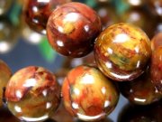 暖色MIXカラー ピーターサイトシリカ ブレスレット 12mm-12.5mm×17珠前後 透明感あり 大自然の偉大さを感じる風貌 石英共生 ナミビア産 パワーストーン