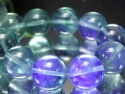 強蛍光 虹入り 5A グリーンフローライト 蛍石 ブレスレット 14mm-15mm×16珠 鮮やかブルー 超透明 青緑の美しい蛍石 アメリカ産 パワーストーン 天然石