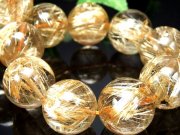 これぞタイチン バイヤー即決 S級 ゴールドタイチンルチル ブレスレット 16mm-16.5mm×14珠 ギラギラゴールド 金運の代表石 一点もの 迫力の大珠 ブラジル産