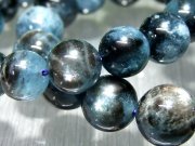 ブラックシラーアクアマリン モスアクアマリン ブレスレット 約7.5mm-8mm×24珠前後 ブラックとブルーの幻想的な輝き 落ち着いた深みのある色合い シラー効果