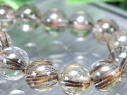 タイチン針 4A+ シルバーブロンズルチルクォーツ ブレスレット 8mm-8.5mm×23珠 煌き抜群 束シルバー針 水晶と針の絶妙バランス ビジネスのお守りに 一点もの