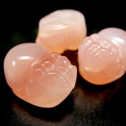 激安宣言 1粒売り ソルトソースアゲート 塩源瑪瑙 貔貅 ヒキュウ ビーズ石 長さ約14mm 幅約10mm 透明感ある淡色美 ふんわり優雅な彩り