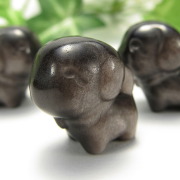 激安宣言 1珠販売 シルバーオブシディアン 犬パーツ 高さ約19mm×幅約14mm 丸く可愛い造形と深みある輝き 邪気を映し真実を見抜く守護石 メキシコ産