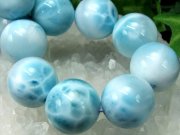 巨大 水面模様くっきり 4A ラリマー ブレスレット 18mm-18.5mm×13珠 愛と平和の石 カリブ海の宝石・ブルーペクトライト 水面模様入りの珠 1点もの