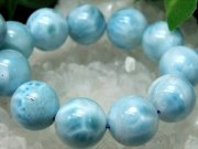 店頭展示中 美しい水面模様 4A ラリマー ブルーペクトライト ブレスレット 11.5mm-12mm×18珠 曹灰針石 愛と平和の石 カリブ海の宝石 1点もの