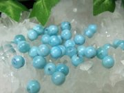 1珠売り 3A ラリマー ビーズ石 5mm-5.5mm珠 ブルーとホワイトの美コントラスト 美しい水面模様 カリブ海の宝石 まさに母なる海 ドミニカ共和国産