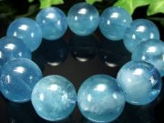店頭展示中 ディープブルーに浮かぶ雲 巨大 4A エンジェルクラウド アクアマリン ブレスレット 20.5mm-21mm×11珠 3月誕生石 海の守護石