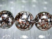激レア・ツートン 4A+ ブラック・ブラウンルチルクォーツ ブレスレット 12.5mm-13mm×17珠 透明度抜群 金運・ビジネス運の向上に 一点物 ブラジル産 bl-s-g