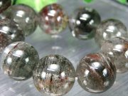 龍神珠有り 4A 大珠 モスグリーン千層ガーデンクォーツ ブレスレット 15mm-15.5mm×14珠 超透明水晶に 龍神カラーの絶景庭園水晶 美麗層状 1点物 ブラジル産