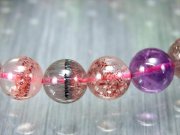 金属光沢有り・たっぷり内包物 5A スーパーセブン ブレスレット 8.5mm-9mm×22珠 一点もの ブラジル産 パワーストーン 天然石 ファントム