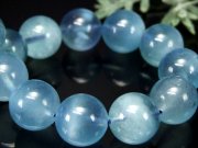 雲の浮かぶ夏空 4A 夏空 アクアマリン ブレスレット 11mm-12mm×18珠 3月誕生石 海の守護石 美しい若さと幸せな喜びの象徴 月の女神『ディアナ』の石