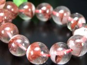 縁起物 赤富士 オススメ立体 4A レッド ホワイト ファントム クォーツ ブレスレット 11mm-11.5mm×18珠 くっきり山型 赤幻影水晶 紅白ファントム 一点物