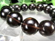 大珠 透き通る漆黒の天然石 和田峠 黒曜石 オブシディアン ブレスレット 16mm-16.5mm×14珠 国産の黒曜石 透明感あり 最強の魔除け・邪気払いの石 証明書付き