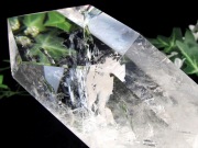 虹入り 透明 水晶 ポイント 六角柱 専用木製台座付 高さ222mm 重さ961g 極上超透明 浄化 インテリア一点もの ブラジル産 パワーストーン 天然石