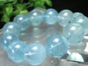 迫力の大珠 3A アクアマリン ブレスレット 18mm-19mm×12珠 3月誕生石 海の守護石 美しい若さと幸せな喜びの象徴 月の女神『ディアナ』の石 幸せな結婚の象徴