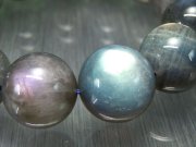 迫力の巨珠 パープルシラー ラブラドライト ブレスレット 19mm-19.5mm×13珠 内径19.5cm スペクトロライト 濃いブルーシラー 信念を貫く力 一点もの