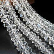 激安宣言 キラキラカット 約4mm-4.5mm 厚み 約2mm 溶錬水晶 ボタンカット 一連 約37-39cm ロンデル geki パワーストーン 天然石