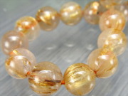 タイチン有り 3A ゴールド タイチン ルチルクォーツ ブレスレット 8mm-8.5mm×23珠 ギラギラゴールド 金運の代表石 一点もの ブラジル産 パワーストーン