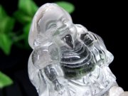 七福神の福の神 天然水晶 大黒天 だいこくてん 様 彫刻 置物 高さ約53mm 約60.1g 豊かな表情が鮮明に彫刻された逸品 安心立命・福運招来・豊作の神様