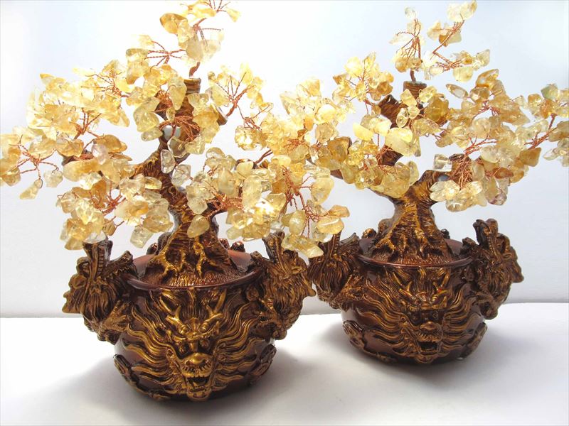 金運上がる昇り龍 アンティークブラウンタイプ 龍神タイプ 招財樹 シトリン 金のなる木 縦約20cm 黄水晶 風水アイテム インテリアやプレゼントに 天然石ツリー最強金運アップパワーストーン