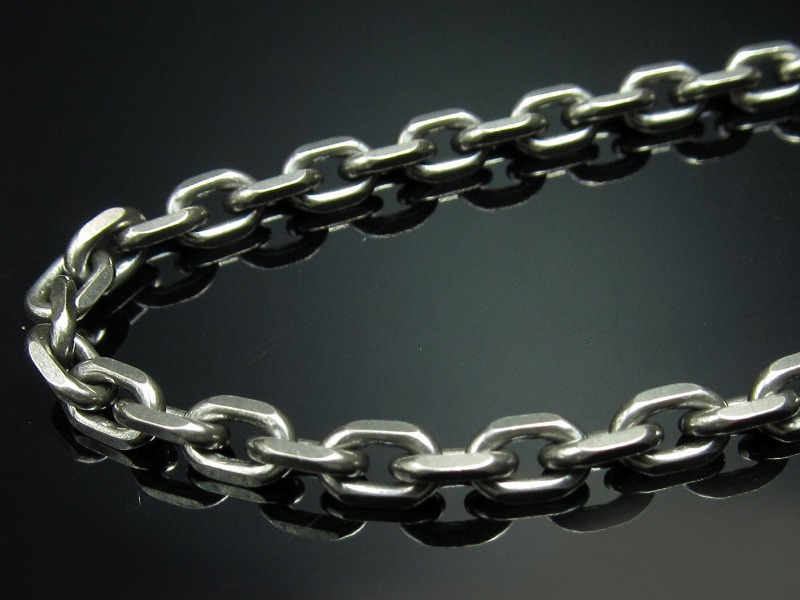 高品質 Silver925 あずき ネックレスチェーン 4面カット 長さ50cm 幅約4mm 金具最大幅約5mm 存在感のある太めタイプ メンズもレディースも