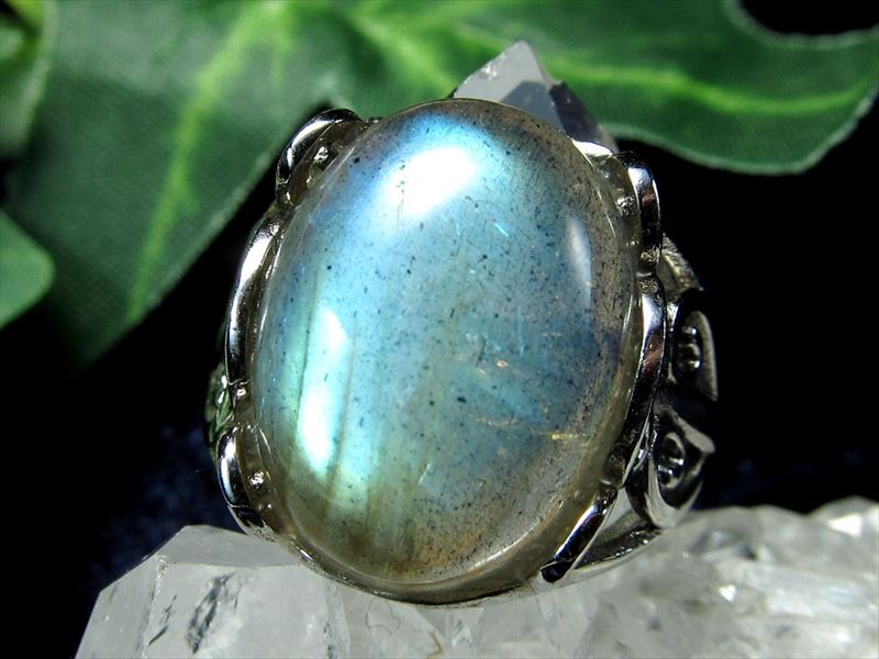 ブルーシラー ラブラドライト リング オーバル型 フリーサイズ 約9号-11号 石サイズ 15mm×12mm 指輪 くっきり美麗シラー 月と太陽を象徴する石 Silver925 1点物 マダガスカル産 sai