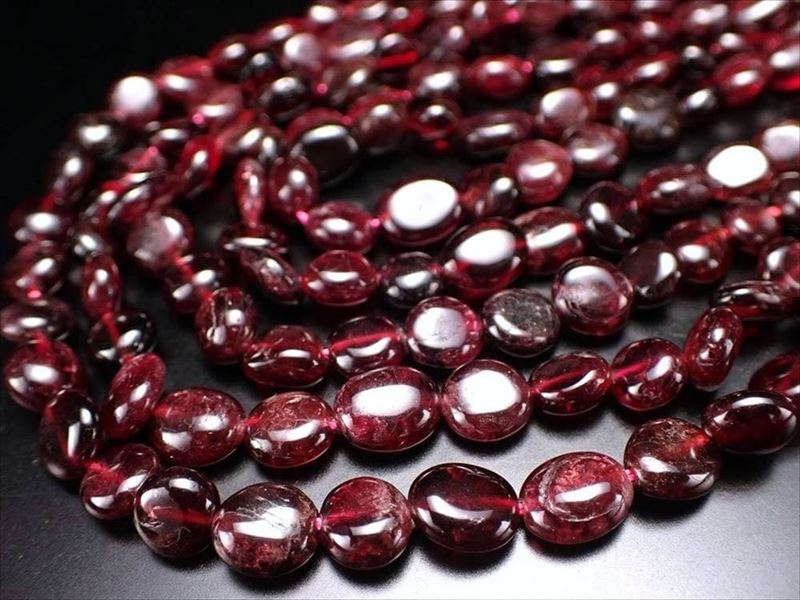 ガーネット タンブル 幅約6mm-8mm 一連 約38-40cm 高品質 柘榴石 1月の誕生石 インド産 パワーストーン 天然石