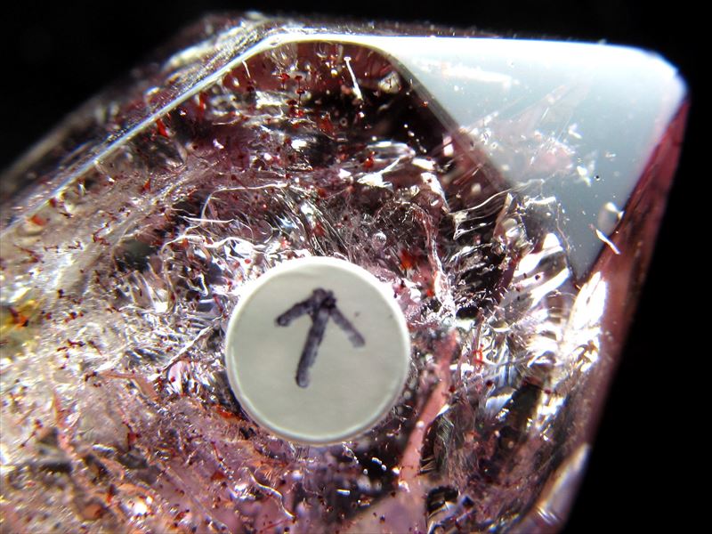 希少!二ヶ所に水入り! 水入りアメジストエレスチャル ランダムカットタンブル 幅約36mm 重さ17.6g 古代の水を封入した神秘の石 キラキラインクルージョン 一点物 ブラジル産