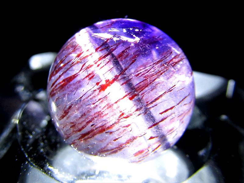 1粒入魂 S級 粒売り スーパーセブン 直径12mm珠 ケース付き 金属光沢有り レピドクロサイト+アメジスト バイヤー厳選 極上一点物 ブラジル産 sai