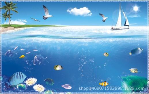 〈アウトレットE級品　ラスト2枚〉キッチンアルミステッカー海の風景