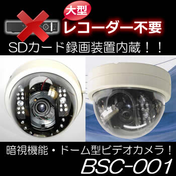 SDカード録画できるドーム型暗視ビデオカメラ【BSC-001】