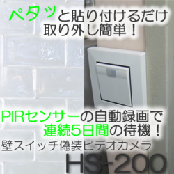 ホームセキュリティー　壁型スイッチ擬装型デジタルビデオレコーダー【HS-200】