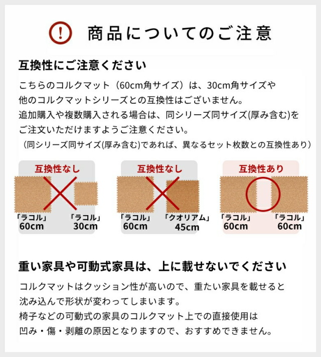 コルク材 大小7点セット コルクマット 45cm コルク ジョイントマット(45×45×0.8) 24枚