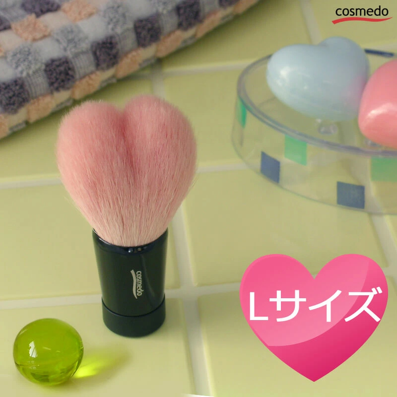 【熊野筆メイクブラシ】　熊野筆　★ハート型洗顔ブラシ Ｌサイズ　プレミアムピンク　K-W1HPN4K