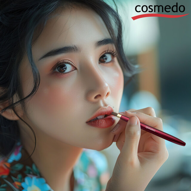 熊野筆メイクブラシ】 熊野筆 キャップ付き携帯用（馬毛+PBT）リップ