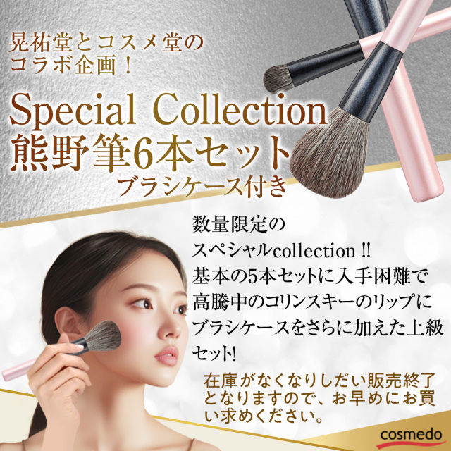 【晃祐堂&コスメ堂】熊野筆メイクブラシ SPECIAL COLLCTION 6本セット+ブラシケース「STORY」WI-247S