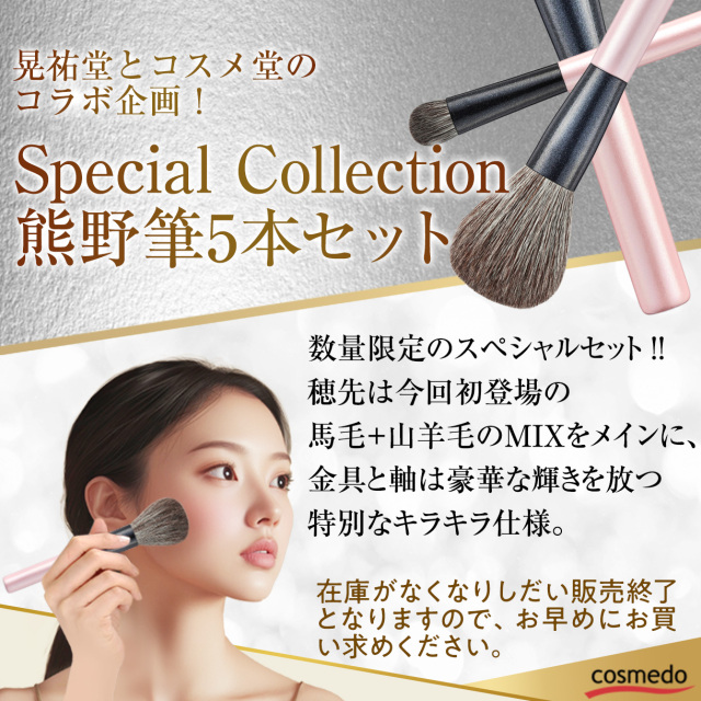 【晃祐堂&コスメ堂】熊野筆メイクブラシ SPECIAL COLLCTION 5本セット 日本製 WI-245S