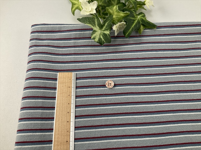 柔らか双糸天竺ボーダーブルーグレー