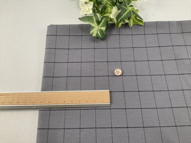 コットンストレッチチェックグレー